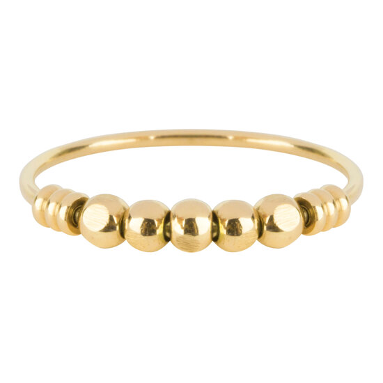 Charmin’s Ringen- Dames - Anxiety - Goudkleurige Ring - antistress, 5 balletjes, fidget. 517
