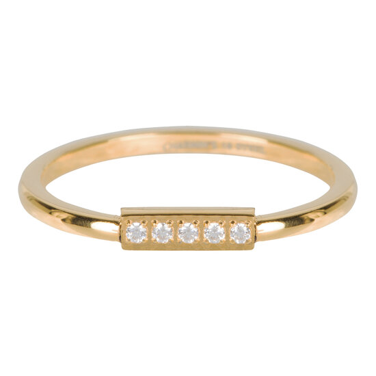 Charmin’s goudkleurige stapelring R541 Tube Crystal goldplated staal