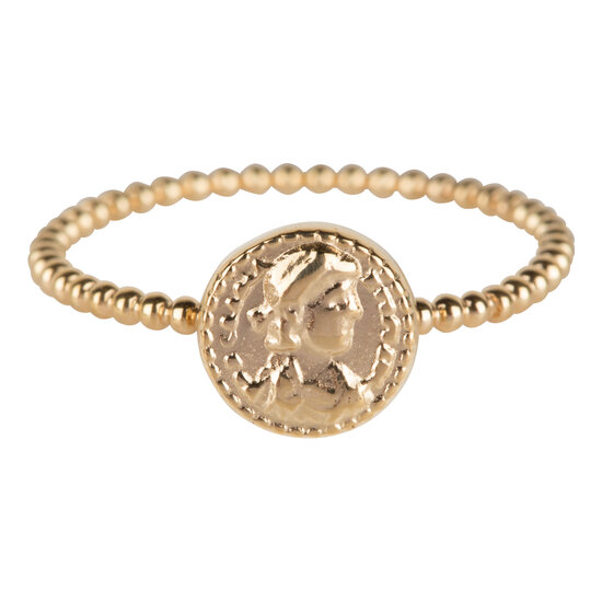 Charmin’s goudkleurige zegelring R625 Roman Coin goldplated staal