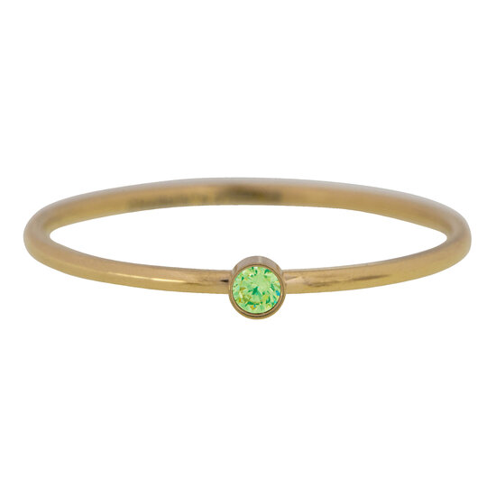 Charmin's Birthstone Ring August Licht Groene Steen Goldplated R688/KR97