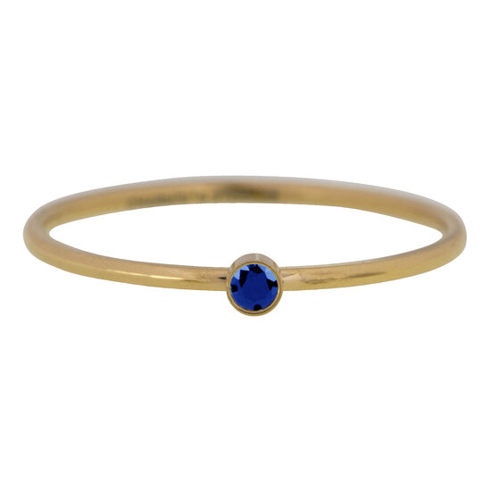 Charmin's Birthstone Ring September Blauwe Sapphire Steen Goldplated R689/KR84
