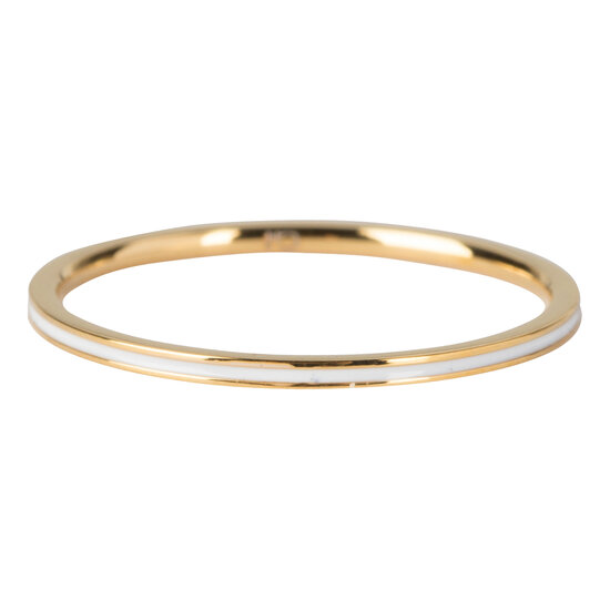 Charmin’s goudkleurige stapelring R697 Petite White Enamel goldplated staal