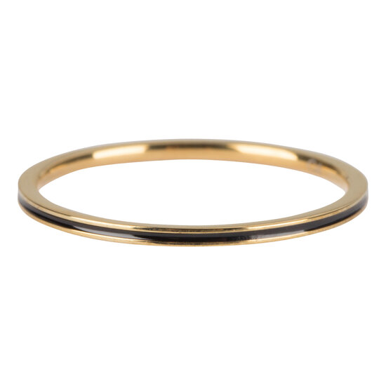 Charmin’s goudkleurige stapelring R699 Petite goldplated Black Enamel staal