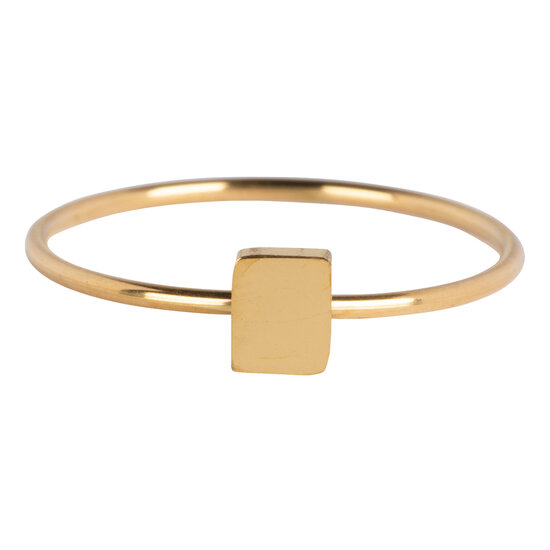 Charmin’s goudkleurige stapelring R721 Minimalist Rectangle goldplated staal