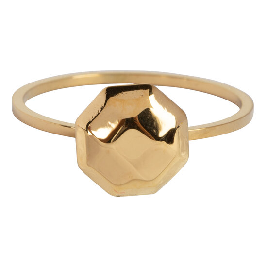 Charmin’s goudkleurige zegelring R725 Ruby goldplated staal