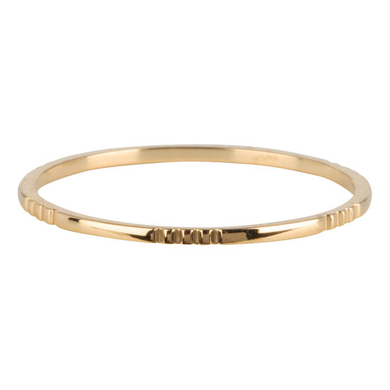 Charmin’s goudkleurige stapelring R738 Small Basics 6 triple engravings goldplated staal