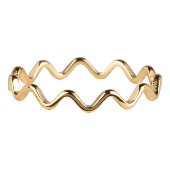 Charmin’s goudkleurige stapelring R779 Wave goldplated staal