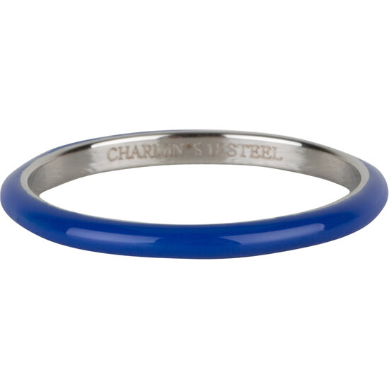 Charmin’s Donker Saffier Blauw Emaille Stapelring van Edelstaal – Een elegante keuze R1619