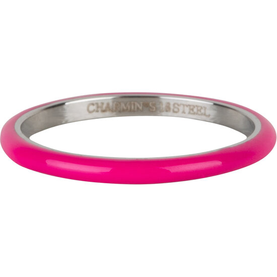 Charmin’s Fluorescerend Fel Roze Emaille Stapelring in Edelstaal – Een gedurfde keuze R1611