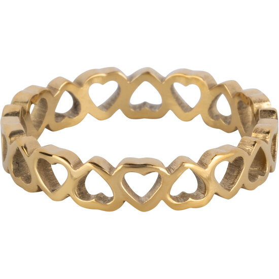 Charmin's Gold-Colored Ring with Open Heart Design Steel R1548 – Romantic and Playful