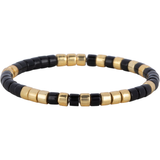 Charmin's Miyuki Beads Goud Zwart Anxiety Fidget Ring R1537