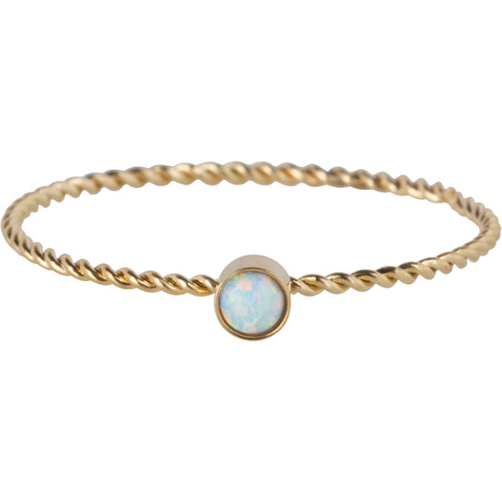 Charmin's Godkleurig Gedraaide Birthstone Ring Opaal Staal R1461