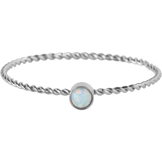 Charmin's Gedraaide Birthstone Ring Opaal Staal R1460