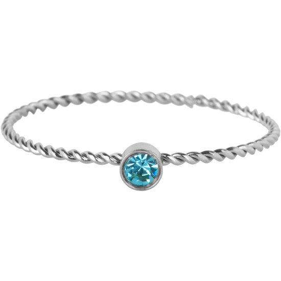 Charmin's Gedraaide Birthstone ring Licht Blauw Kristal Staal R1454
