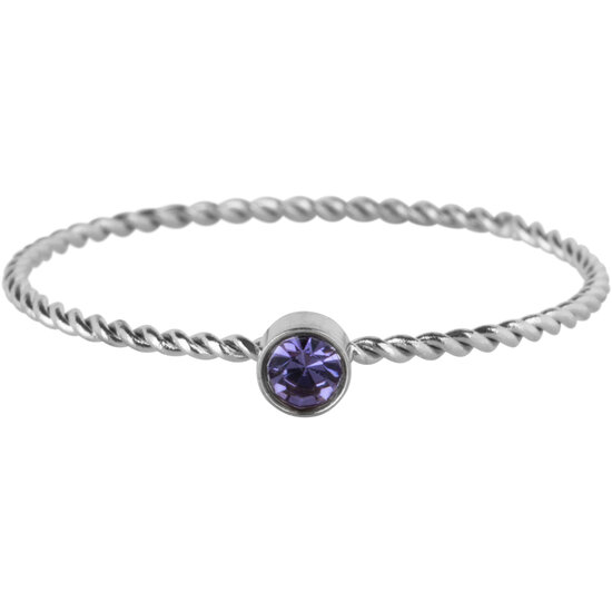 Charmin's Gedraaide Birthstone ring Lila Paars Kristal Staal R1452