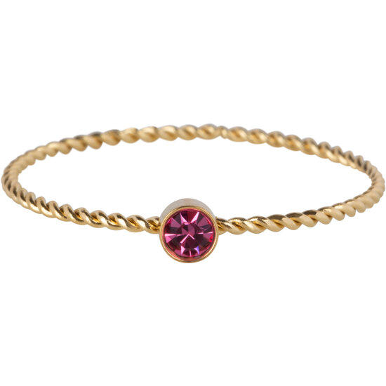 Charmin's Goudkleurig Gedraaide Birthstone Ring Roze Kristal Staal R1451