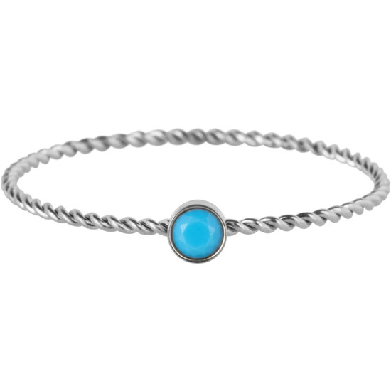 Charmin's Gedraaide Birthstone Ring Turkoois Kristal Staal R1446