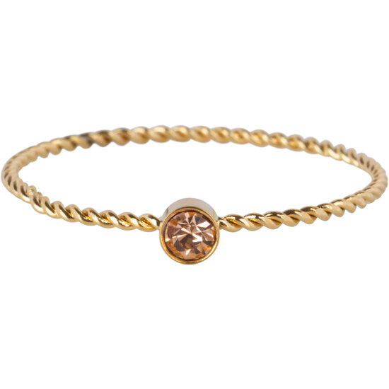 Charmin's Goudkleurig Gedraaide Birthstone Ring Lichtbruin Champagne Kristal Staal R1441