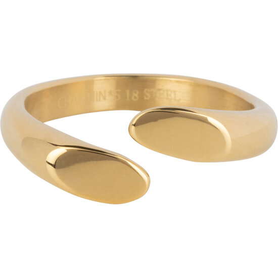 Charmin's Gold-Colored Open Ring with Flat Oval Top Steel R1381 – Classy and Modern