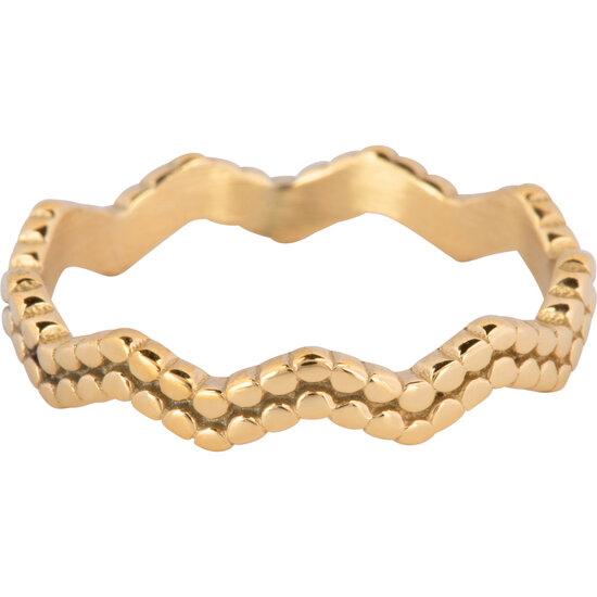 Charmin's Ring Vintage bearbeiteter V-förmiger Gold Steel R1233