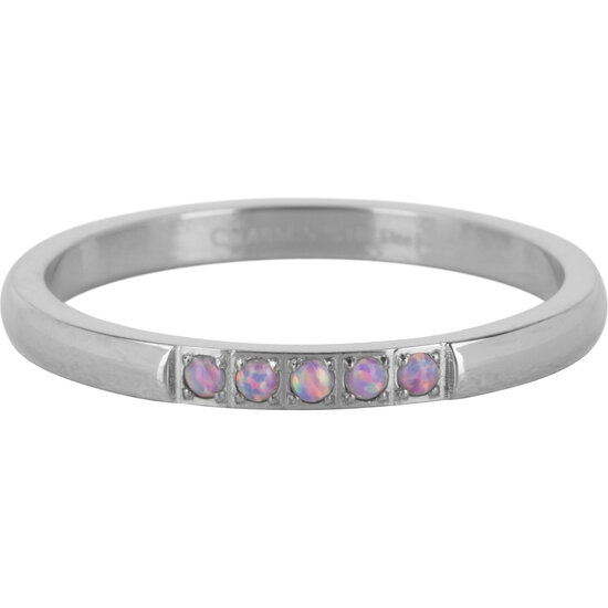 Charmin’s Memoire Ring Ring Paars Opaal 5 steentjes Staal R1129