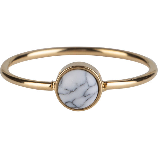Charmins Ring mit runder weißer Howlith-Edelstein-Gold Steel R1050