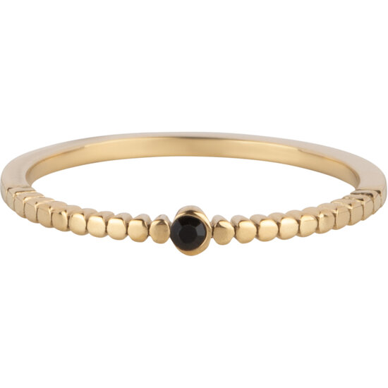 Charmins Ring Goldfarben mit schwarzem Kristallstahl Iconic Vintage R1638