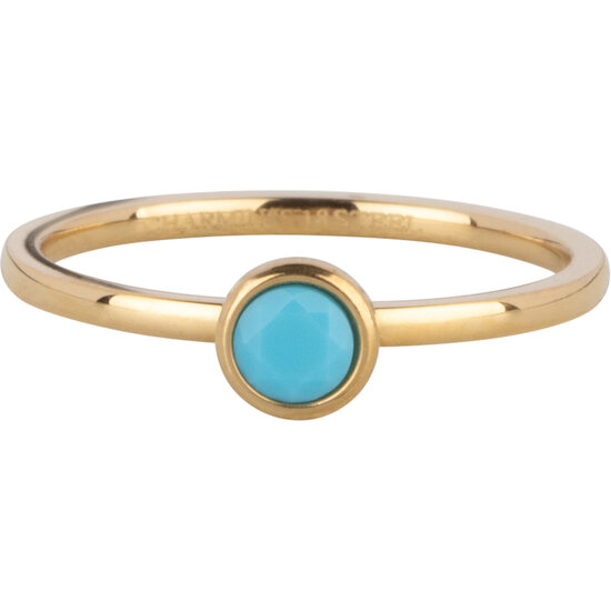 Charmin's Goudkleurige Ring Birthstone December Turkoois Kristal Staal Iconic R1608