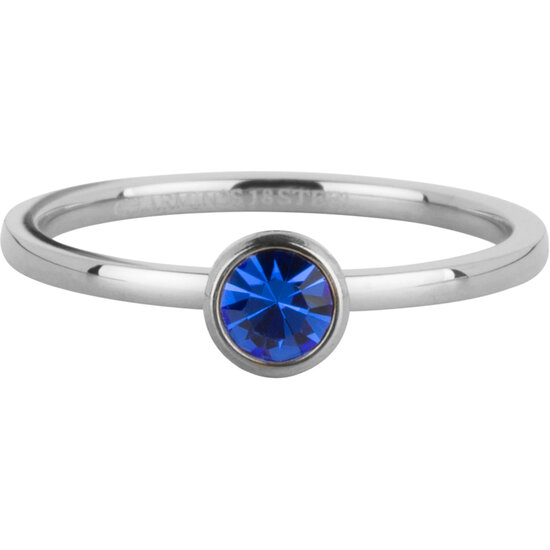 Charmin's Ring Geburtsstein September Dunkelblau Kristall Stahl Ikonisch R1603