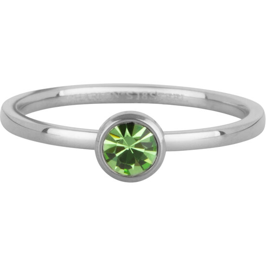Charmins Ring Geburtsstein August Hellgrüner Kristallstahl Iconic R1601