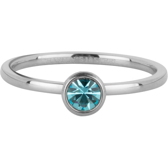 Charmin's Ring Geburtsstein März Hellblauer Kristallstahl Ikonischer Look R1595