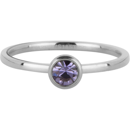 Charmins Ring Geburtsstein Februar Lila Lila Kristall Stahl Iconic R1593