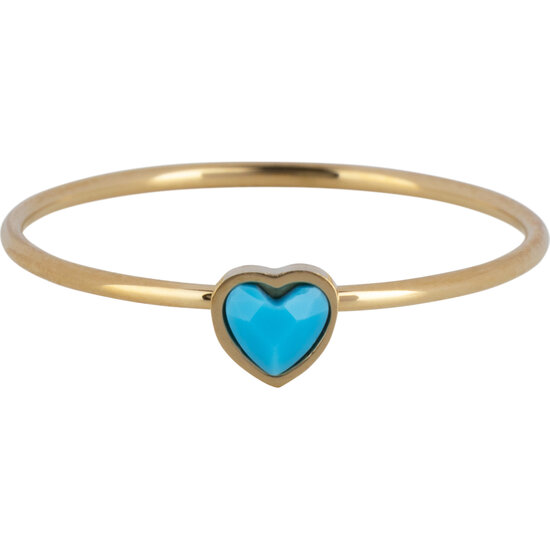 Charmin's Goudkleurige Ring met Turkoois Hartsteen Staal R1590 – Birthstone December