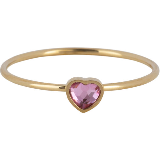 Charmin's Goudkleurige Ring met Champagnekleurige Hartsteen Staal R1586 – Birthstone November