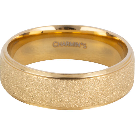 Charmin’s Goudkleurige stapelring R1552 Sanded and Shiny  Goudstaal
