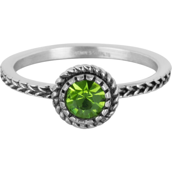 Bague Charmin's Birthstone Août Vert Clair Cristal Acier Iconique Vintage R1528