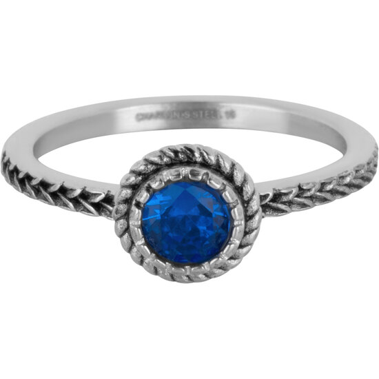 Charmin's Ring Birthstone September Donkerblauwe Kristal Staal Vintage Iconic R1529