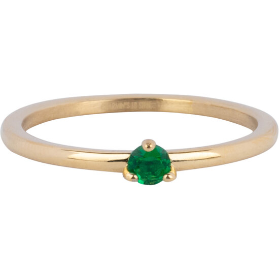 Charmin’s Driehoek Solitair Ring Groene Steen Goudkleurig Staal R1303