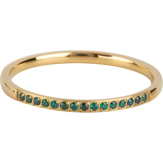 Charmin’s Goudkleurige Stapelring Small Alliance Donker-Groen Smaragd Crystals R1263