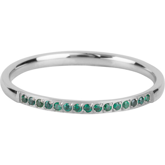Charmin’s Stalen Stapelring Small Alliance Donker-Groen Smaragd Crystals R1262