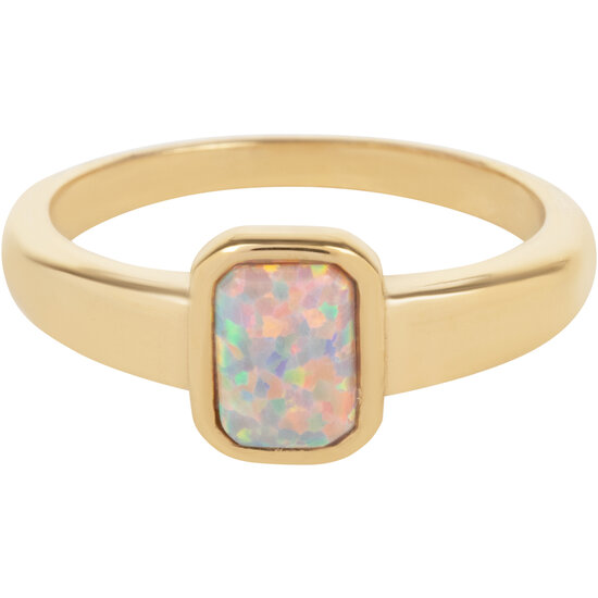 Charmin's Signet Ring Opal Gold Square R1179