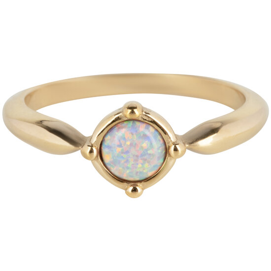 Charmin's Round Gold Ring with Opal R1164