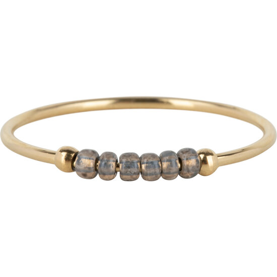 Charmin's R1143 Anxiety Ring Palm Taupe Beads Goldplated