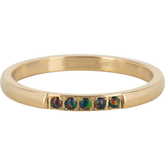 Charmin’s Memoire Ring R1138 5 Steentjes Bruin Opaal Goud