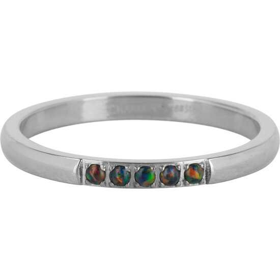 Charmin’s Memoire Ring R1137 5 Steentjes Bruin Opaal Staal