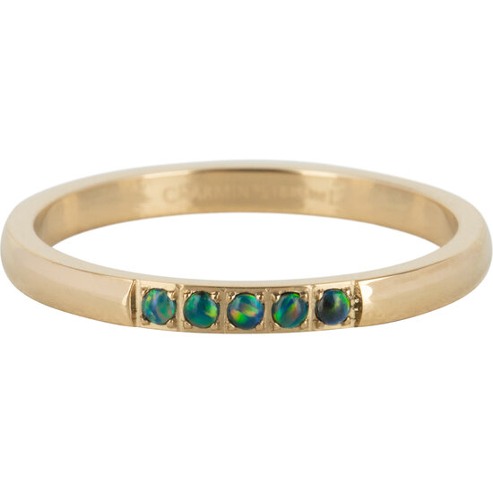 Charmin’s Memoire Ring R1128 5 Steentjes Donker Groen Opaal Goud