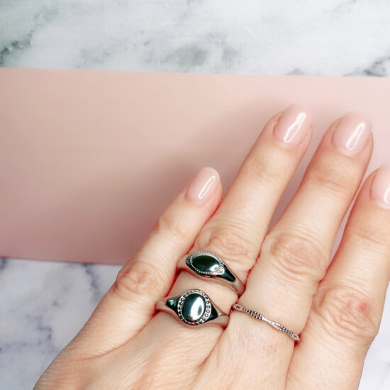 Charmin's Ring Open Worked Ovals Steel R1107