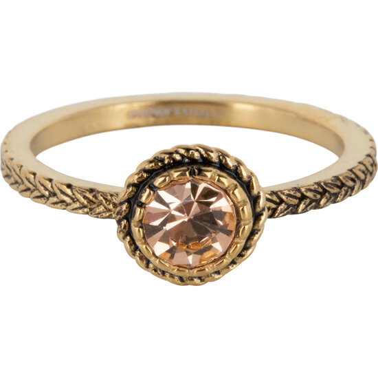 Charmin's Goudkleurige Ring Birthstone November Bruine Champagne Kristal Staal Iconic Vintage R1099