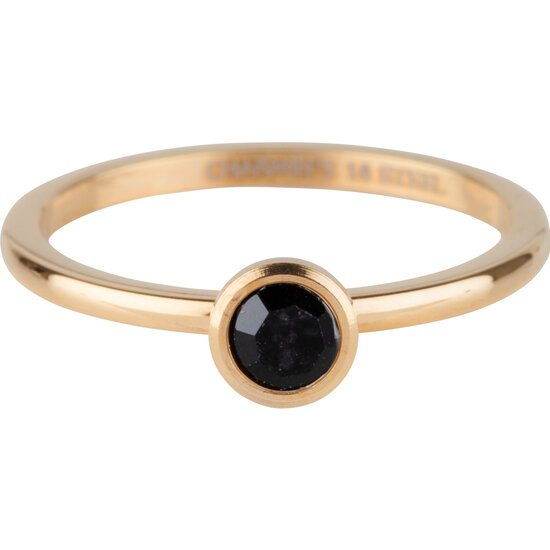 Bague couleur or Charmin's Birthstone July Black Crystal Onyx Acier inoxydable Iconic R1021