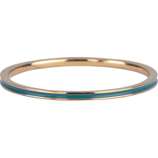 Charmin's Smalle Ring Petite Petrol Blauw Emaille Goud R931 